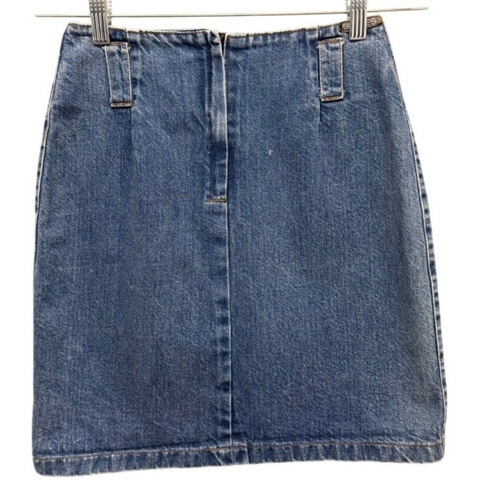 Vintage Shades Denim Mini Skirt Medium Wash High Waist Blue Jean Skirt 25 Waist